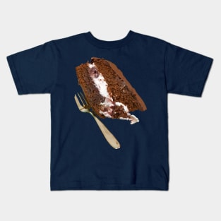 Sweet Food Slice of Chocolate Cake with Fork Kids T-Shirt